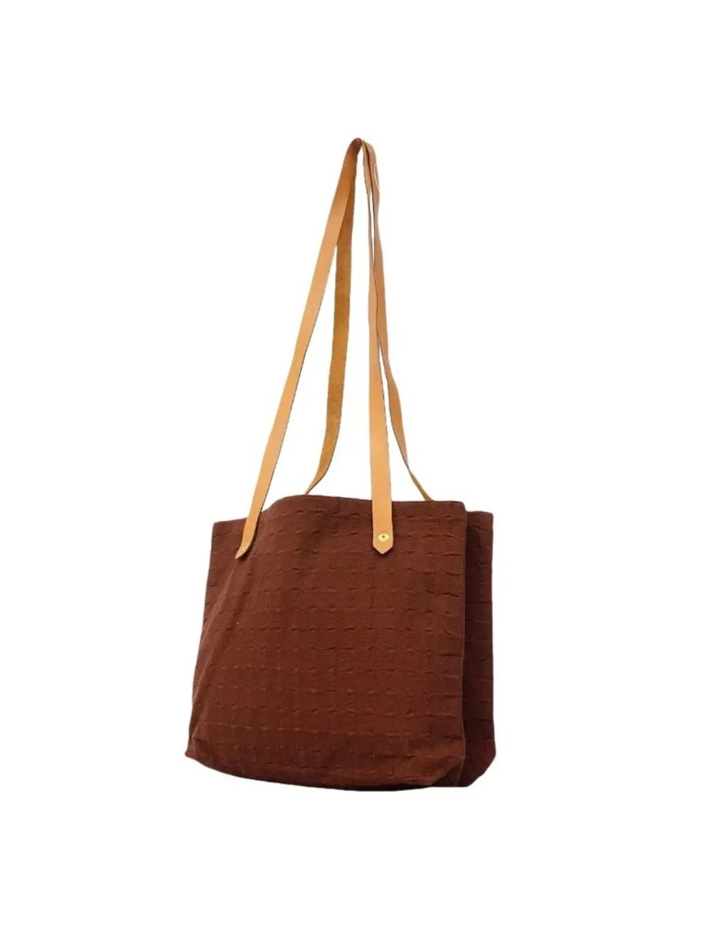 Hermes Tote Amedabaka Badu Posh Canvas Brown Gold